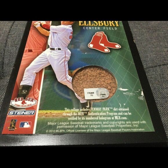 JACOBY ELLSBURY GAME USED FENWAY PARK DIRT PLAQUE BOSTON RED SOX NY YANKEES MLB - Picture 4 of 6